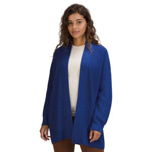 Lululemon Merino Wool-Blend Ribbed Long Wrap Sweater, Psychic Royal Blue, Size 8